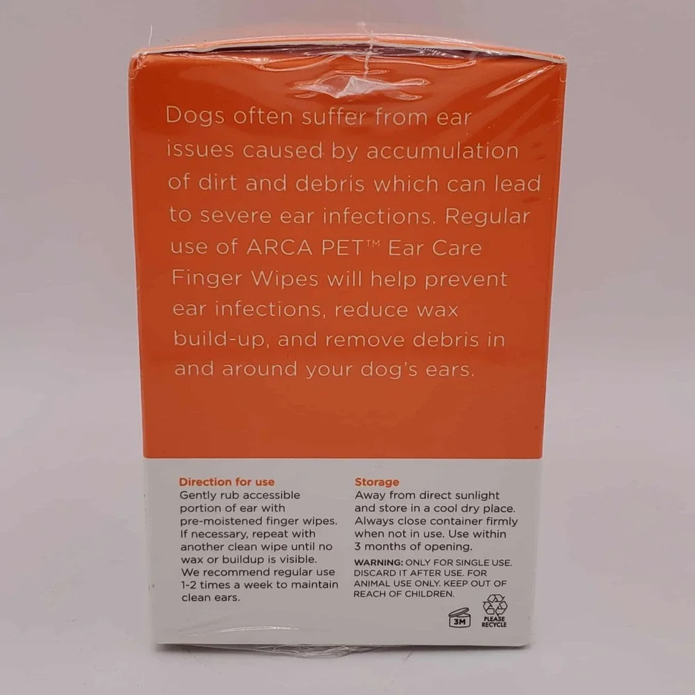 ARCA Pet Ear Care Finger Wipes for All Dogs - 50 Count Box